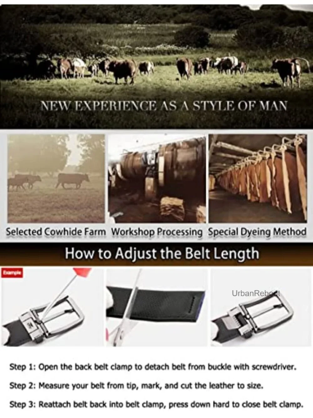 Reversible Leather Belt for Men Dress Classic 1.25